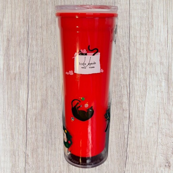 Kate Spade New‎ York Deck The Paws Holiday Acrylic Tumbler Dogs Cats - Picture 1 of 5